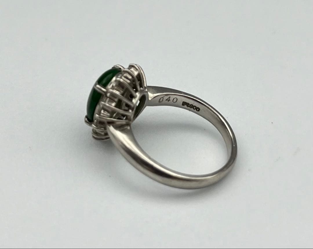 天然翡翠　ひすい　ろうかん　天然ダイヤモンド　リング PT９００