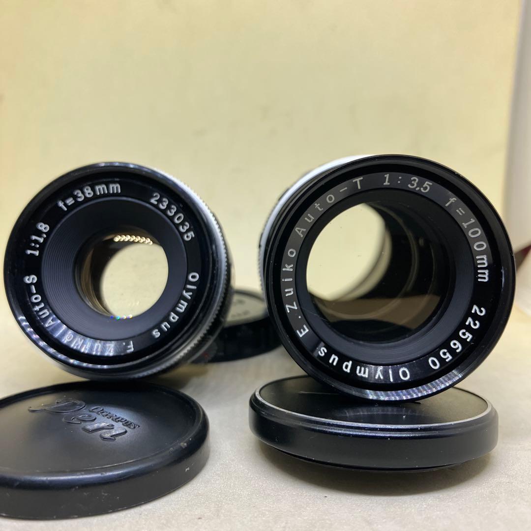 OLYMPUS-PEN F(露出計付)と38mm、100mmの2本セットです。