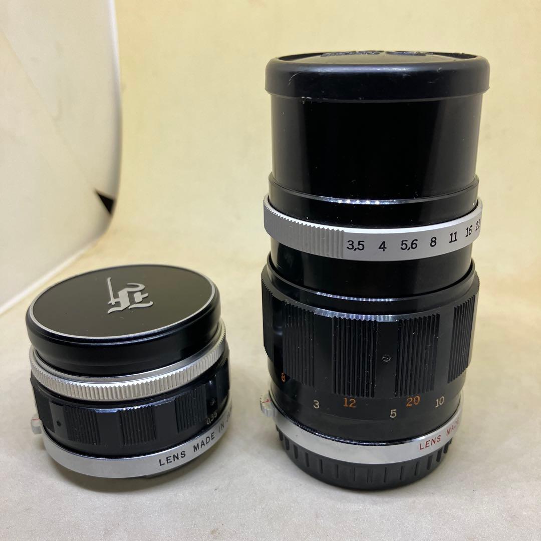 OLYMPUS-PEN F(露出計付)と38mm、100mmの2本セットです。