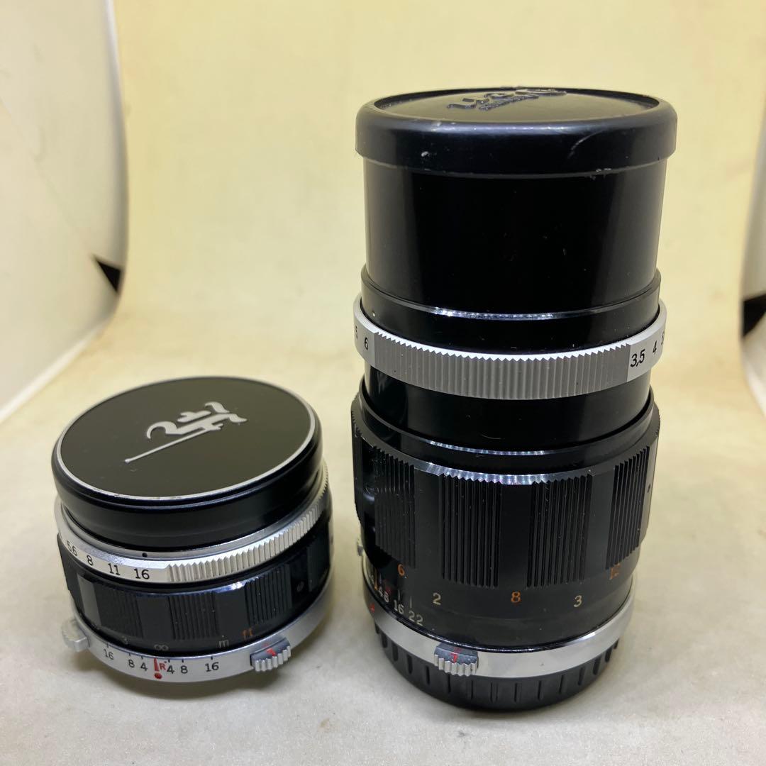 OLYMPUS-PEN F(露出計付)と38mm、100mmの2本セットです。