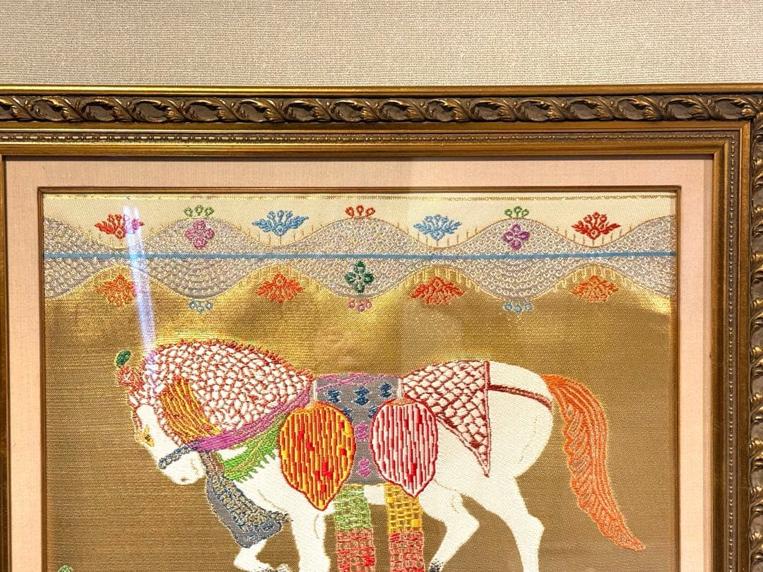 龍村平蔵作　干支の錦　天竺白馬文2026年干支午(うま)