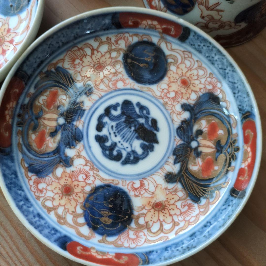 古伊万里　富喜長春蕎麦猪口と小皿　アンティーク