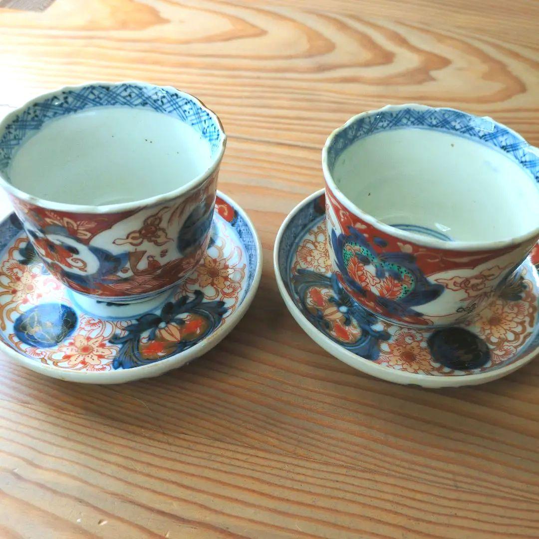 古伊万里　富喜長春蕎麦猪口と小皿　アンティーク