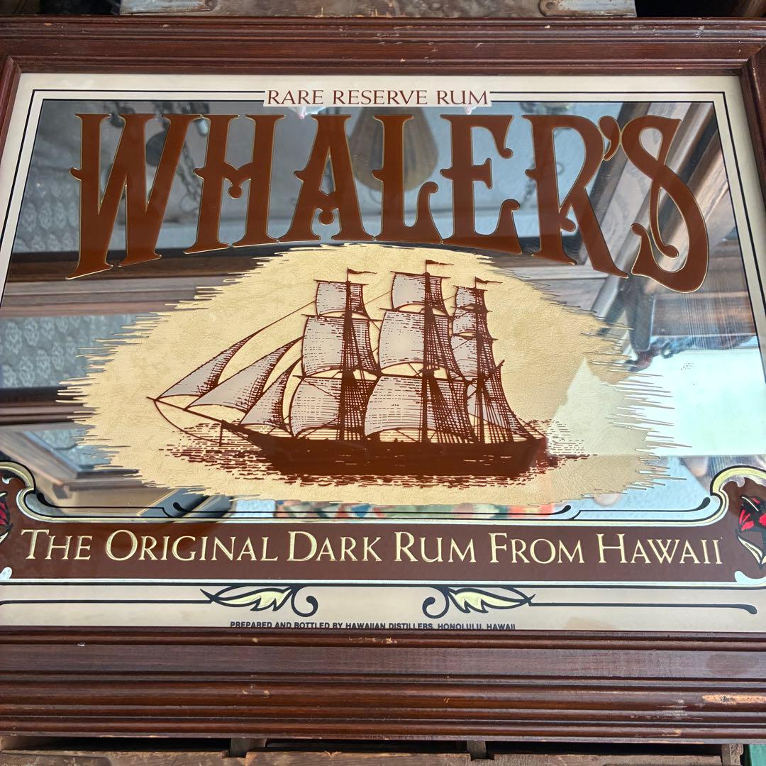 貴重！WHALER'S アメリカアンティーク　パブミラー鏡USAアドバタイジング