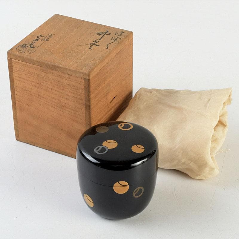 茶道具　塗師　幸悦作　つぼつぼ蒔絵　中棗　共箱　V　9389