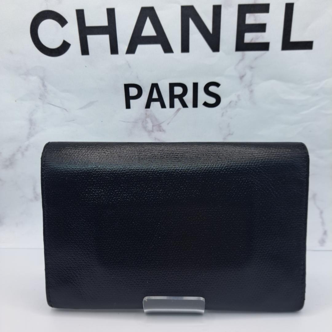 レア　CHANEL　ココボタン　コンパクト　ブラック　 二つ折り財布　財布