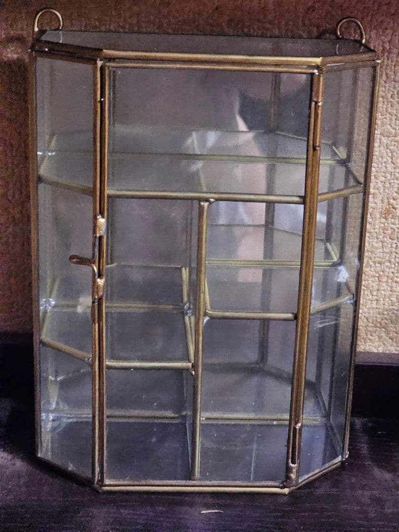 フランス ヴィンテージ 真鍮 ガラス製 鏡 宝石箱 ジュエリーボックス 違い棚