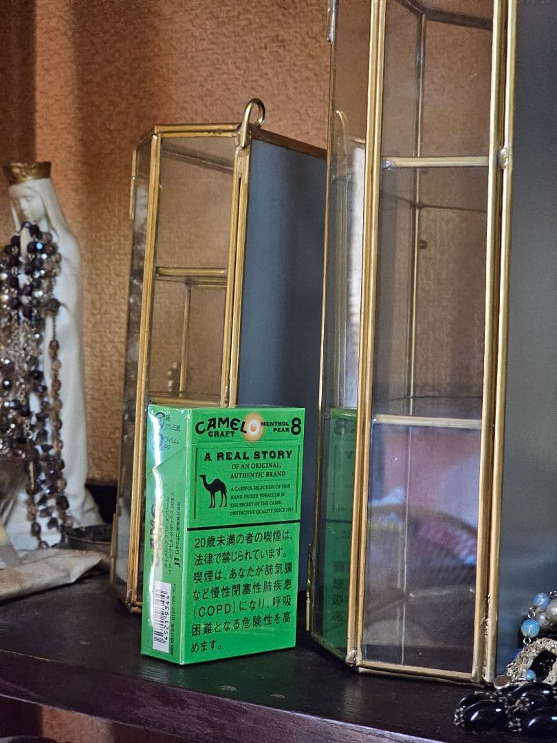 フランス ヴィンテージ 真鍮 ガラス製 鏡 宝石箱 ジュエリーボックス 違い棚