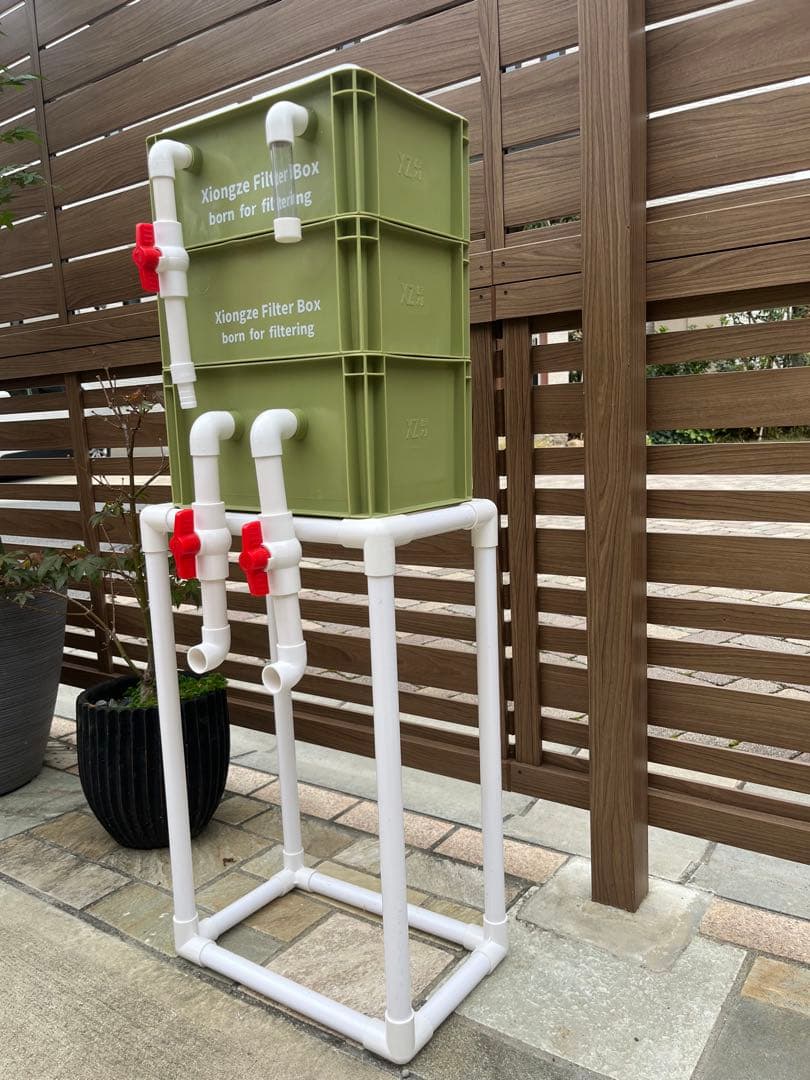 2種以上高性能濾過材2段付き　池水槽用万能ろ過フィルター　濾過槽外部式濾過器装置