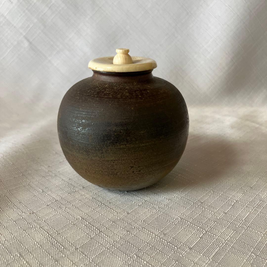 茶道具　備前焼文琳茶入　木村陶峰作