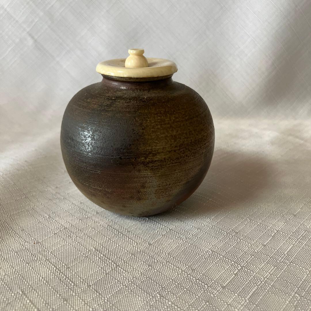 茶道具　備前焼文琳茶入　木村陶峰作