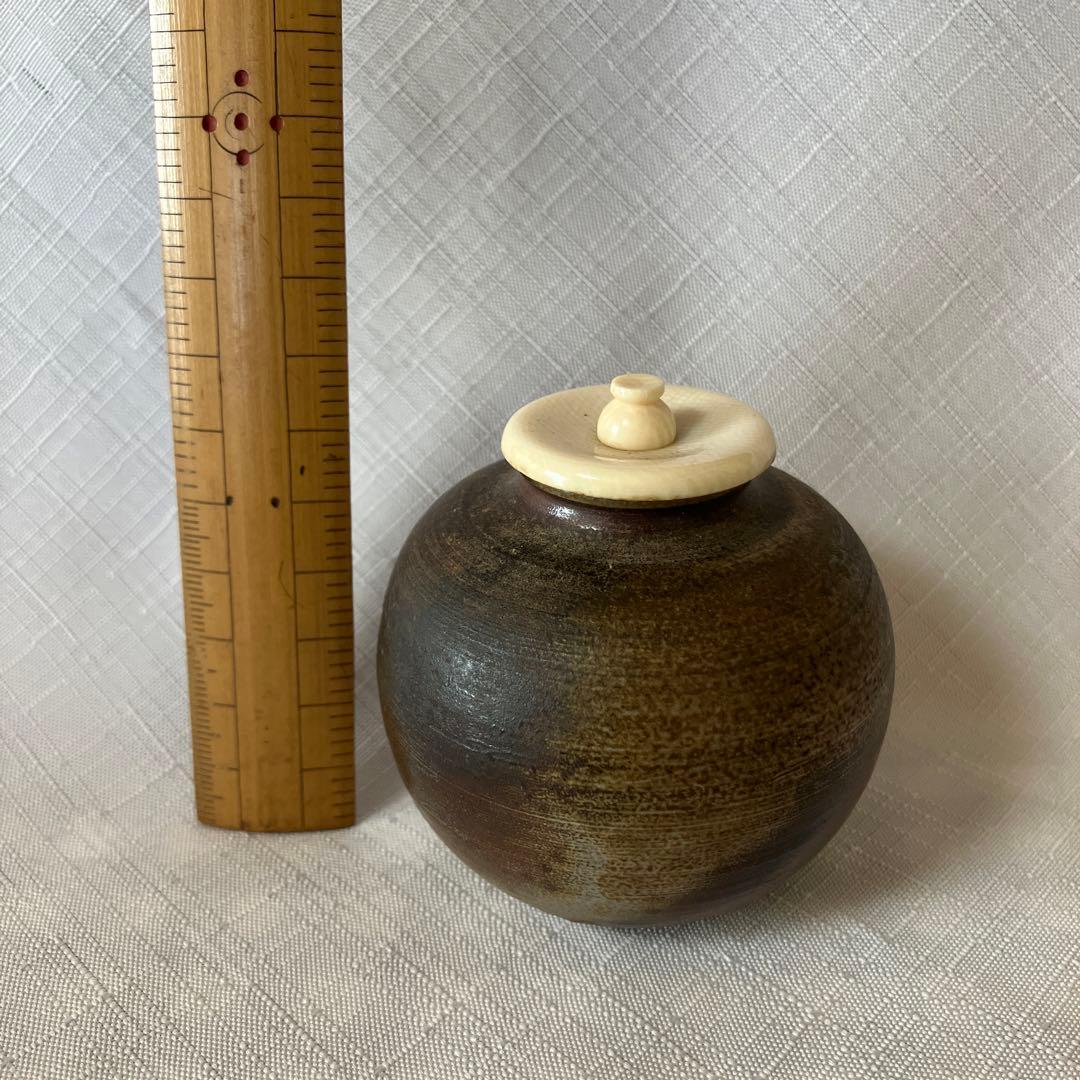 茶道具　備前焼文琳茶入　木村陶峰作