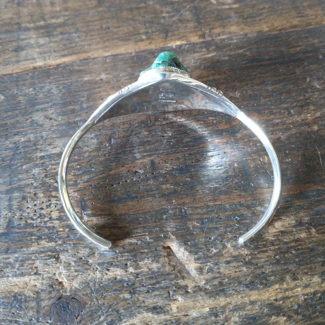 インディアンジュエリー　ターコイズシルバーバングル STERLING 刻印有