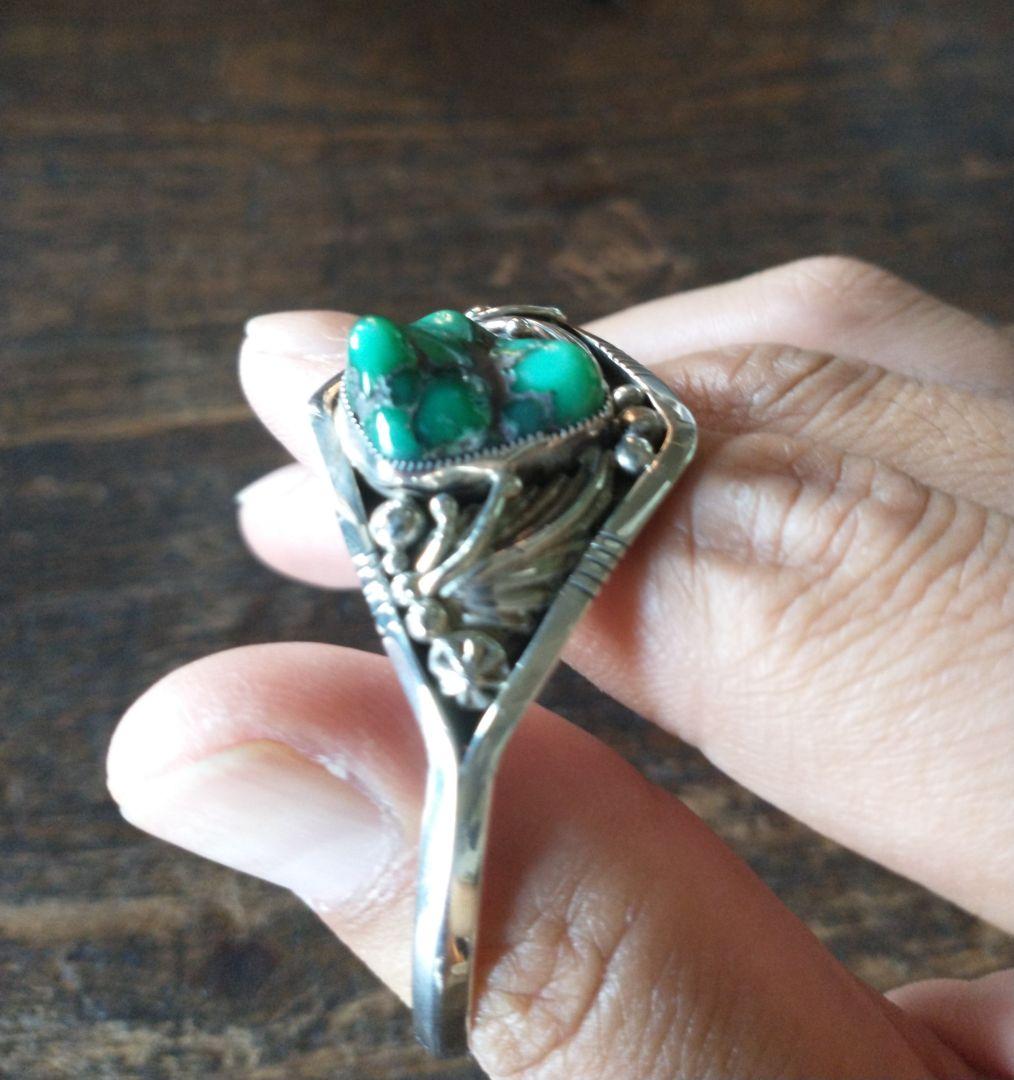 インディアンジュエリー　ターコイズシルバーバングル STERLING 刻印有