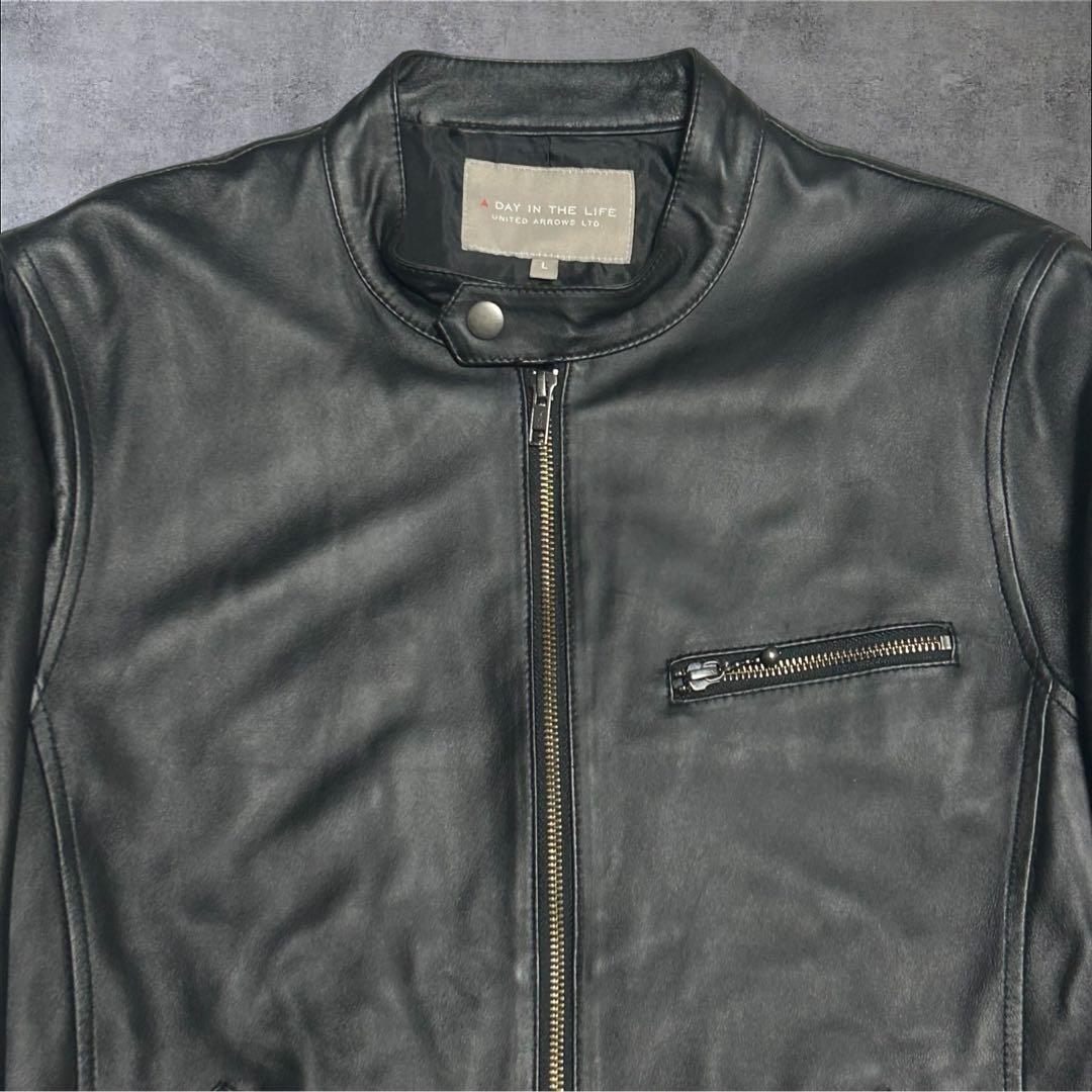 【美品】UNITED ARROWS 　シングルライダース　ゴートレザー　L 黒