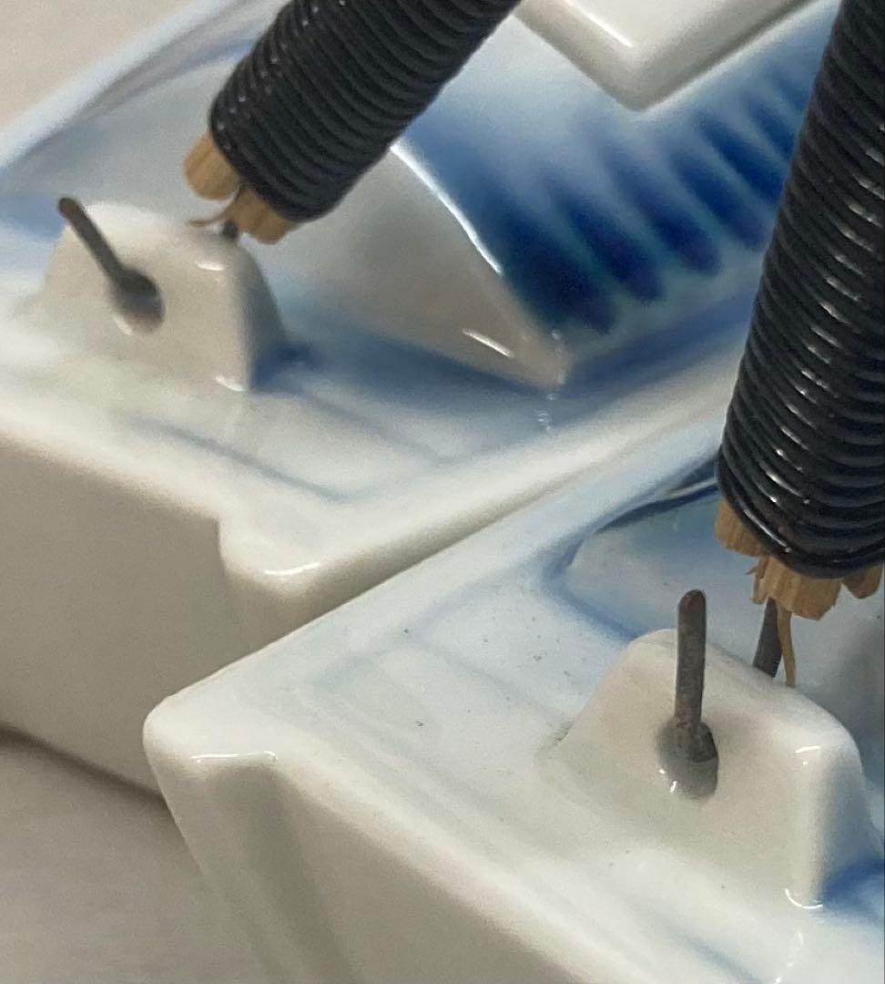 B294s「船形　酒器」一対　肥前 福泉造　共箱　銚子　懐石道具　茶道具