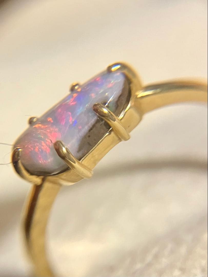 ルシェル＊K18＊美しいボルダーオパールリングです