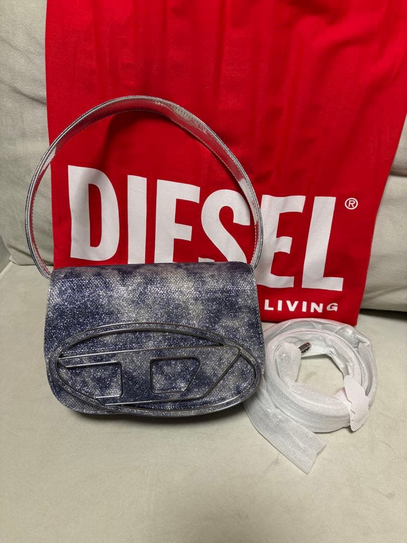 【DIESEL】 バッグ パープル×シルバー ラメ