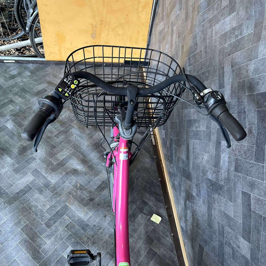 ぽむぽむピンク 電動アシスト自転車 前バスケット付き