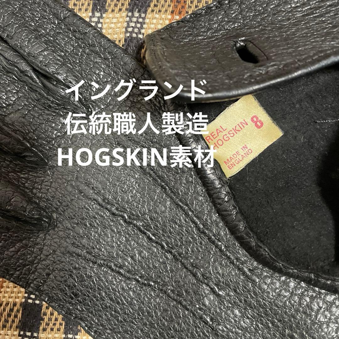 【ヴィンテージ美品】HOGSKINイングランド製/ペッカリー本革手袋ブラック