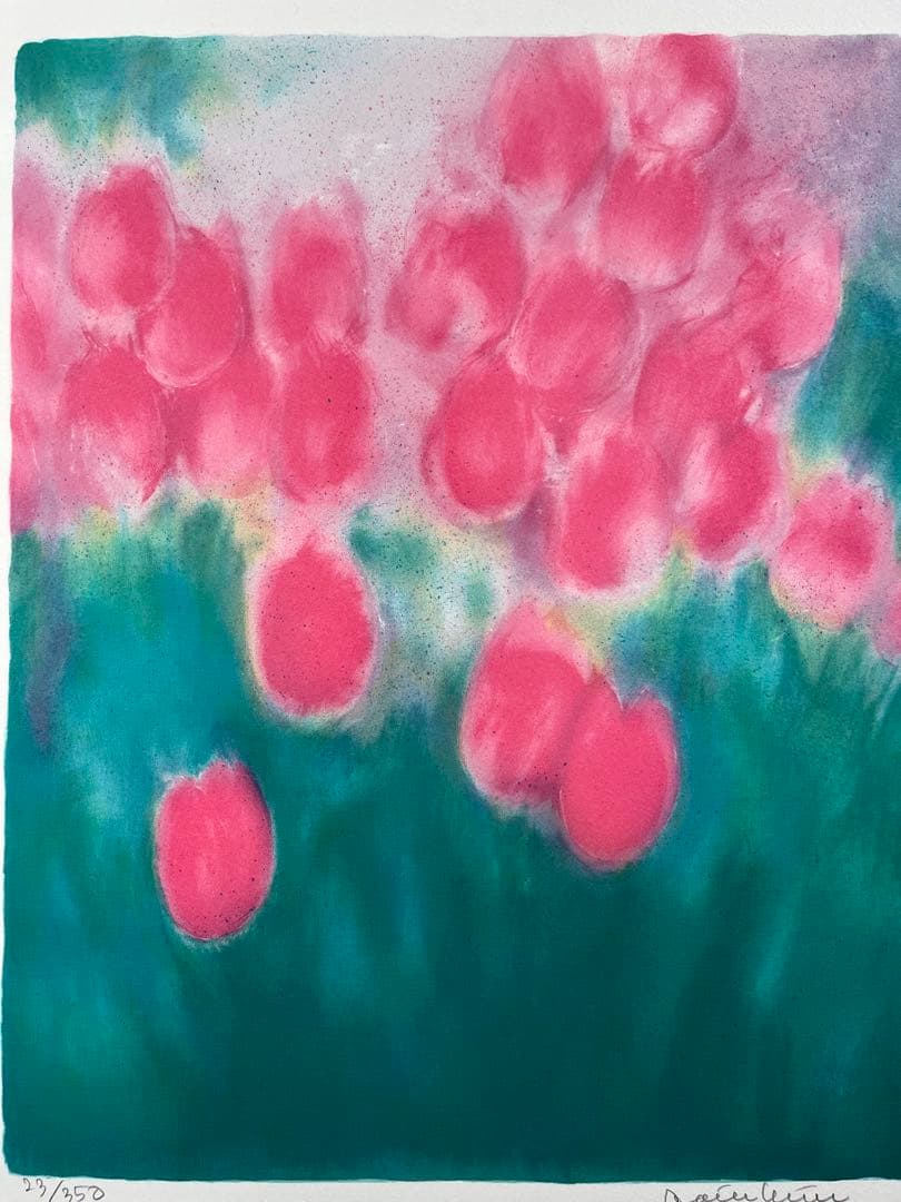 大きめ　リトグラフ　新品額入　46✖️63 ジニーキム　サイン　ED 証明書あり