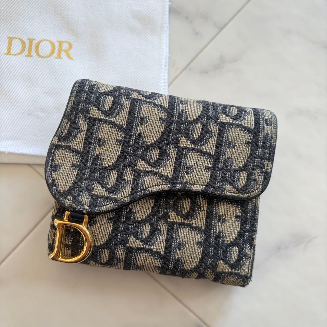 Christian Dior 三つ折り財布 トロッター サドル