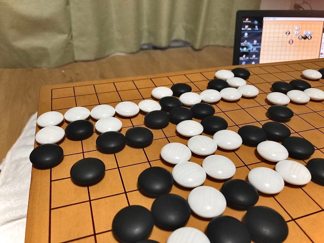 【美品】【再値下げ】　蛤碁石181個　那智黒石182個　35号　欅碁笥セット