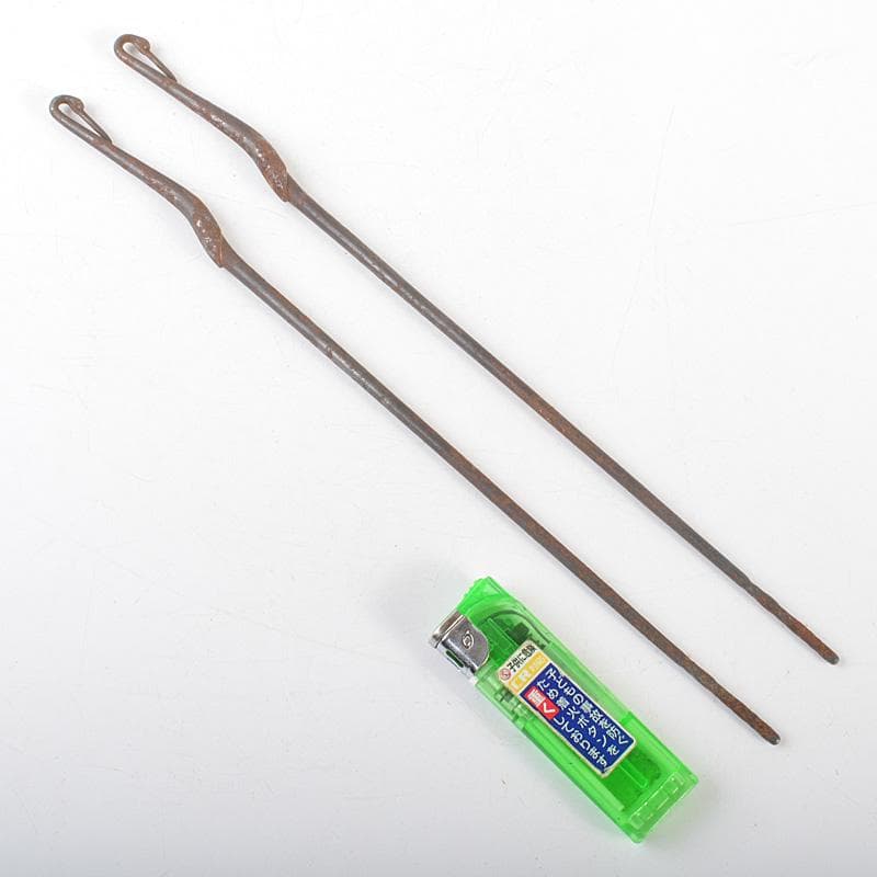 茶道具　古鉄　鶴頭火箸　時代箱付　V　R7389