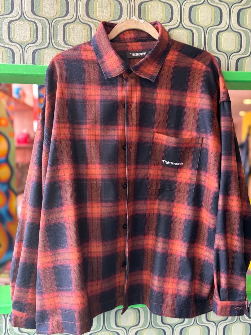 TIGHTBOOTH フランネルシャツ Lサイズ オレンジ黒チェック