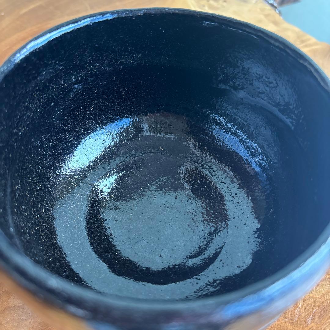 楽焼 佐々木松楽 黒楽茶碗 全大徳寺 抹茶碗 茶道具 共箱(437Bd)