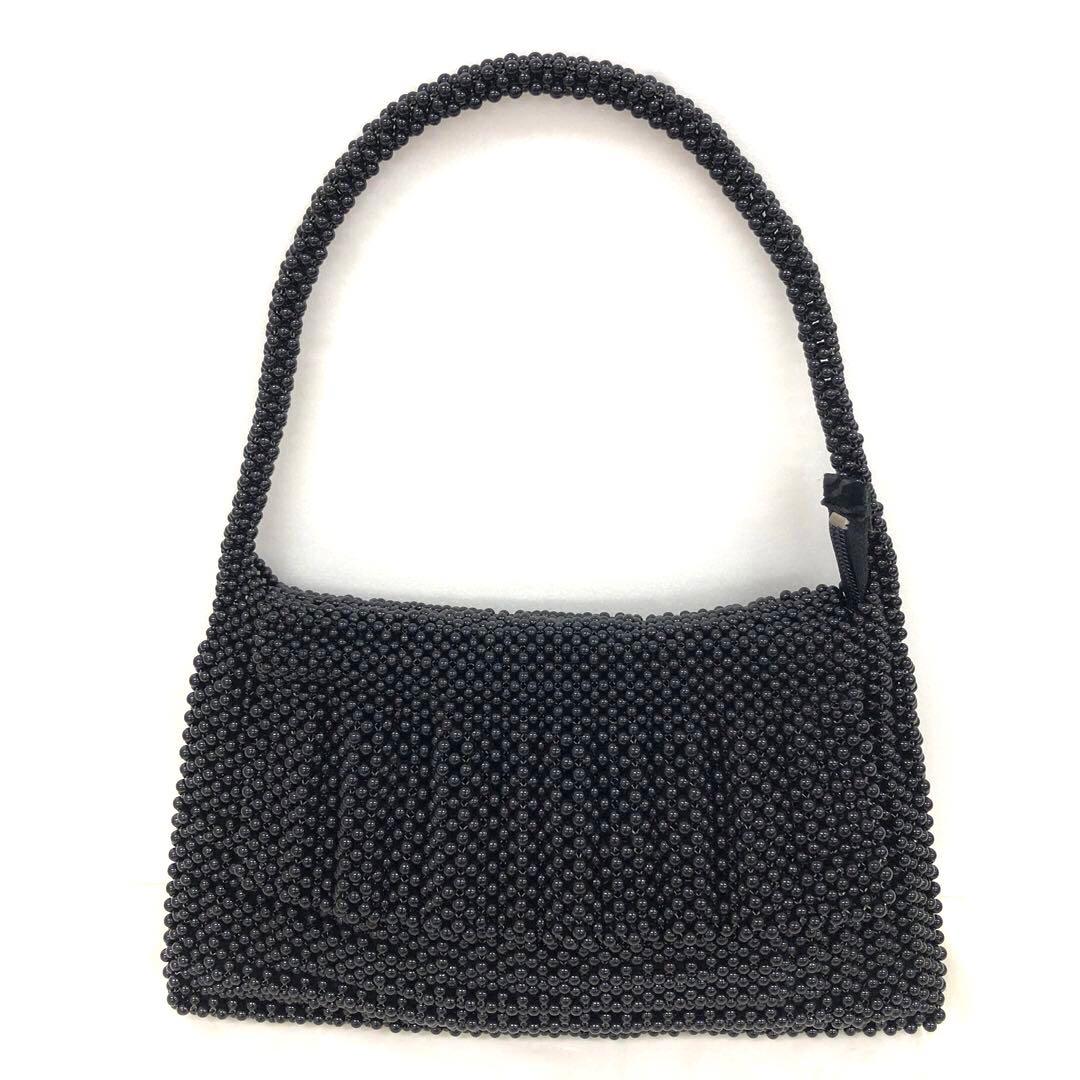 M05/031 黒珊瑚 ハンドバッグ ビーズバッグ パーティーバック ブラック