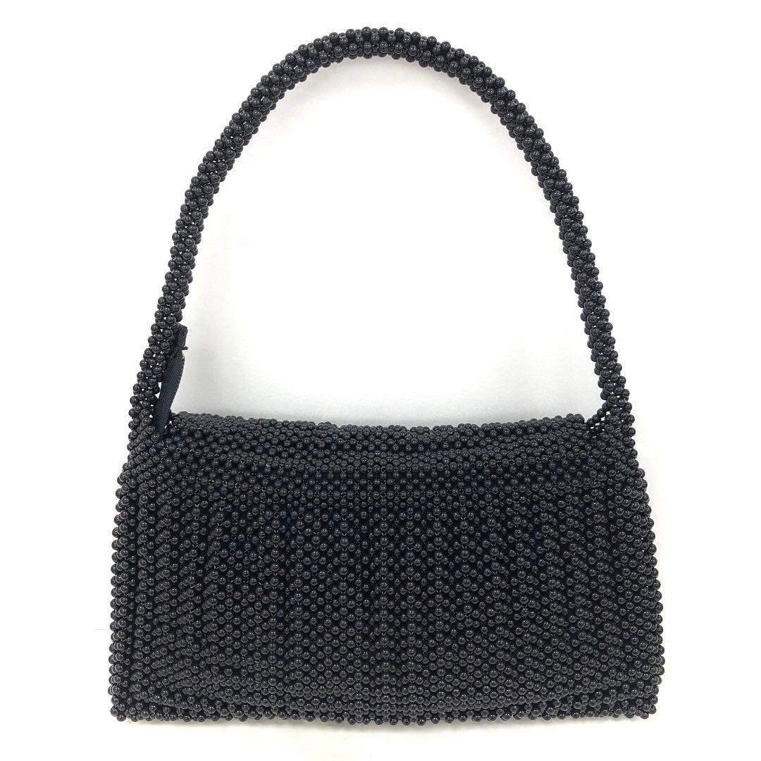 M05/031 黒珊瑚 ハンドバッグ ビーズバッグ パーティーバック ブラック