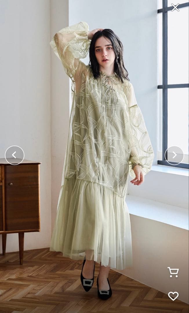 niana Dorry Dollリボンエンブロイダリーレイヤードドレス M