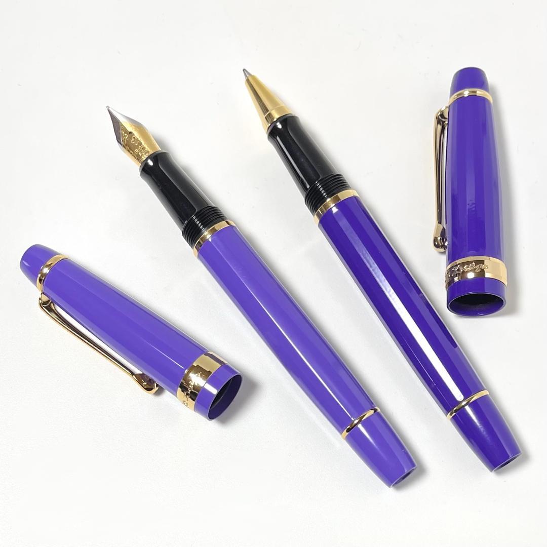 【ほぼ未使用】カンポマルツィオ OLD ELITE 万年筆 水性ボールペン 青紫