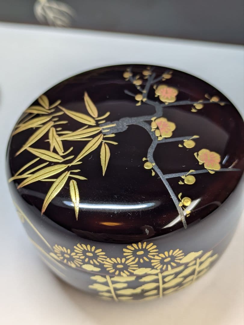 茶箱　梅笹文様　茶道具　平棗　茶せん筒　香合　骨董　光琳蒔絵　輪島塗