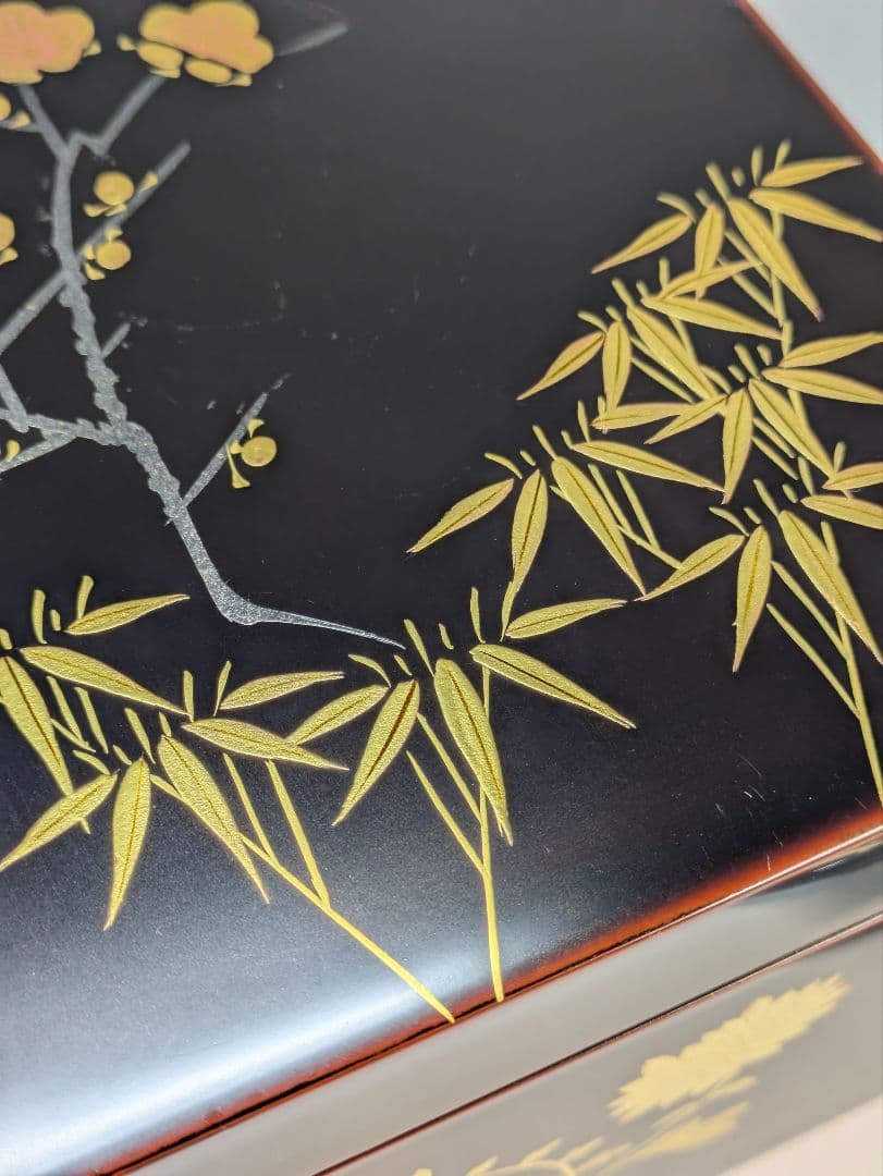 茶箱　梅笹文様　茶道具　平棗　茶せん筒　香合　骨董　光琳蒔絵　輪島塗