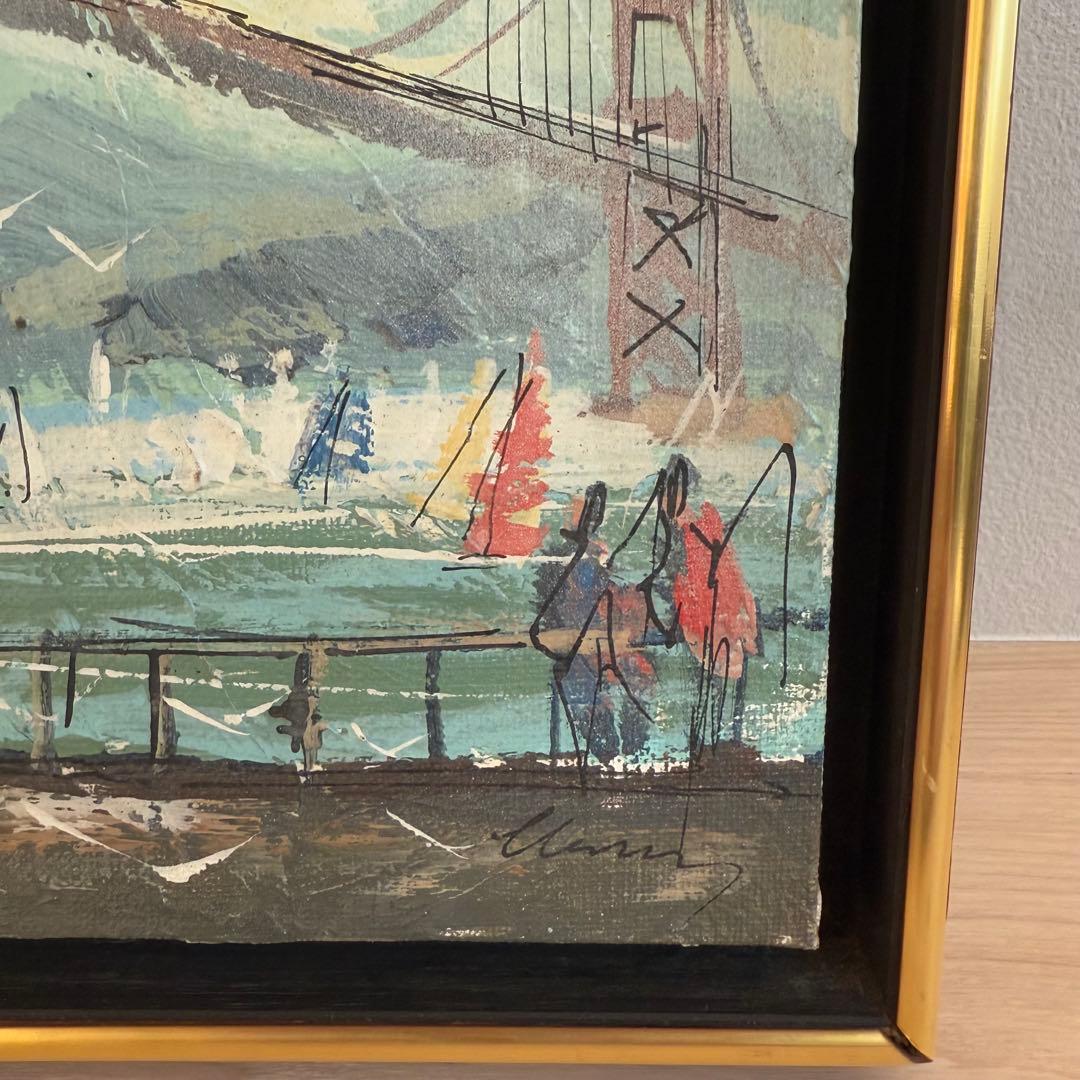 【お値下げ】ヴィンテージ アクリルペイント ゴールデンゲートブリッジ 風景画