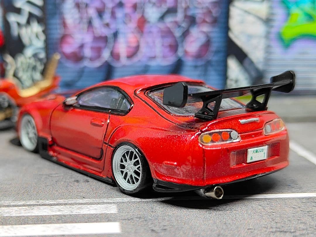 トミカ改造 トヨタ 80スープラ フルエアロ 織戸仕様 深リムホットウィール