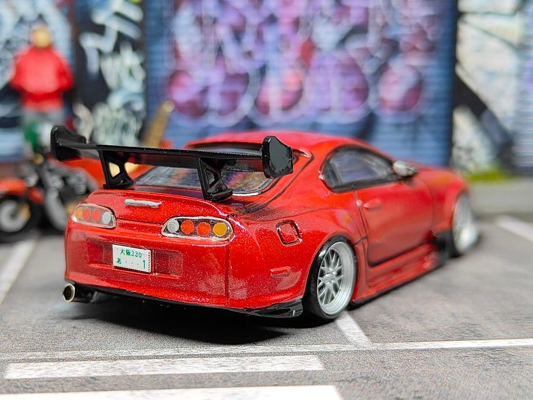 トミカ改造 トヨタ 80スープラ フルエアロ 織戸仕様 深リムホットウィール