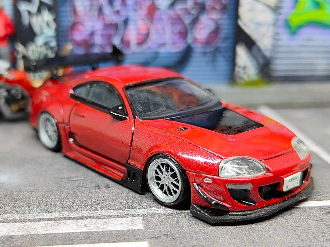 トミカ改造 トヨタ 80スープラ フルエアロ 織戸仕様 深リムホットウィール