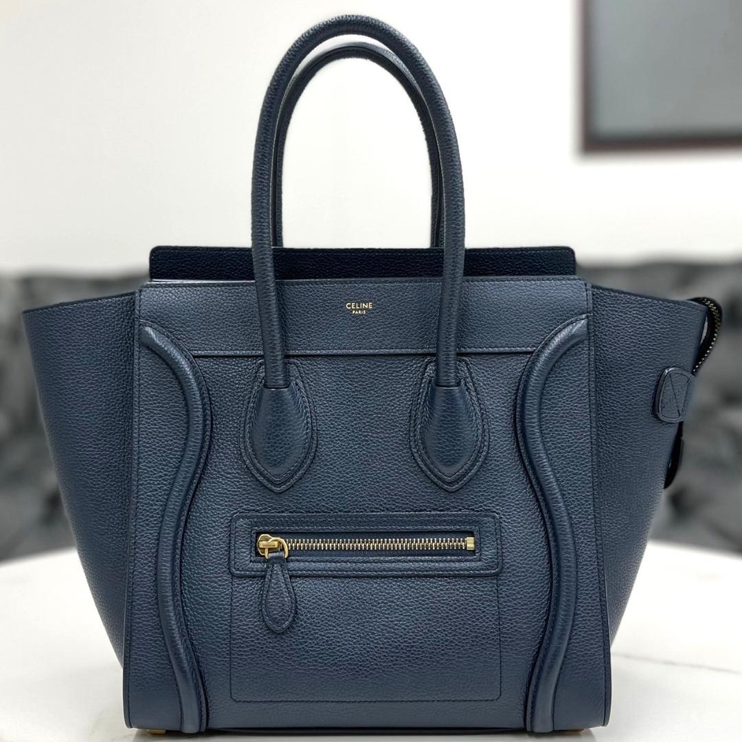 セリーヌ　ラゲージ　マイクロ　レザー　ネイビー　ハンドバッグ　2019年