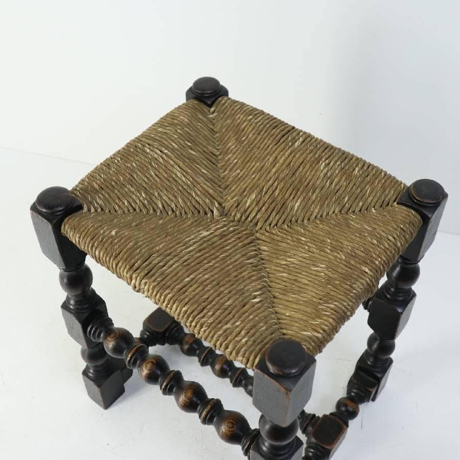 値下輸入家具 スパニッシュバロック調 スピンドルレッグ ラッシュシート スツール