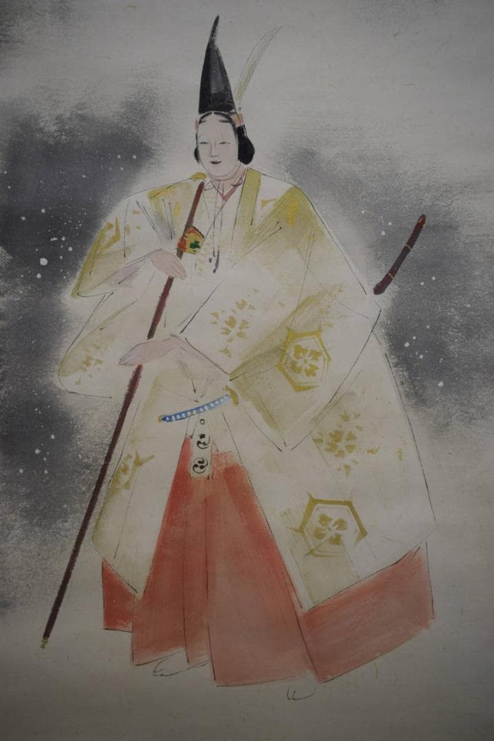 真作/三宅鳳白/能舞/巴御前/桐共箱付/布袋屋掛軸HF-487