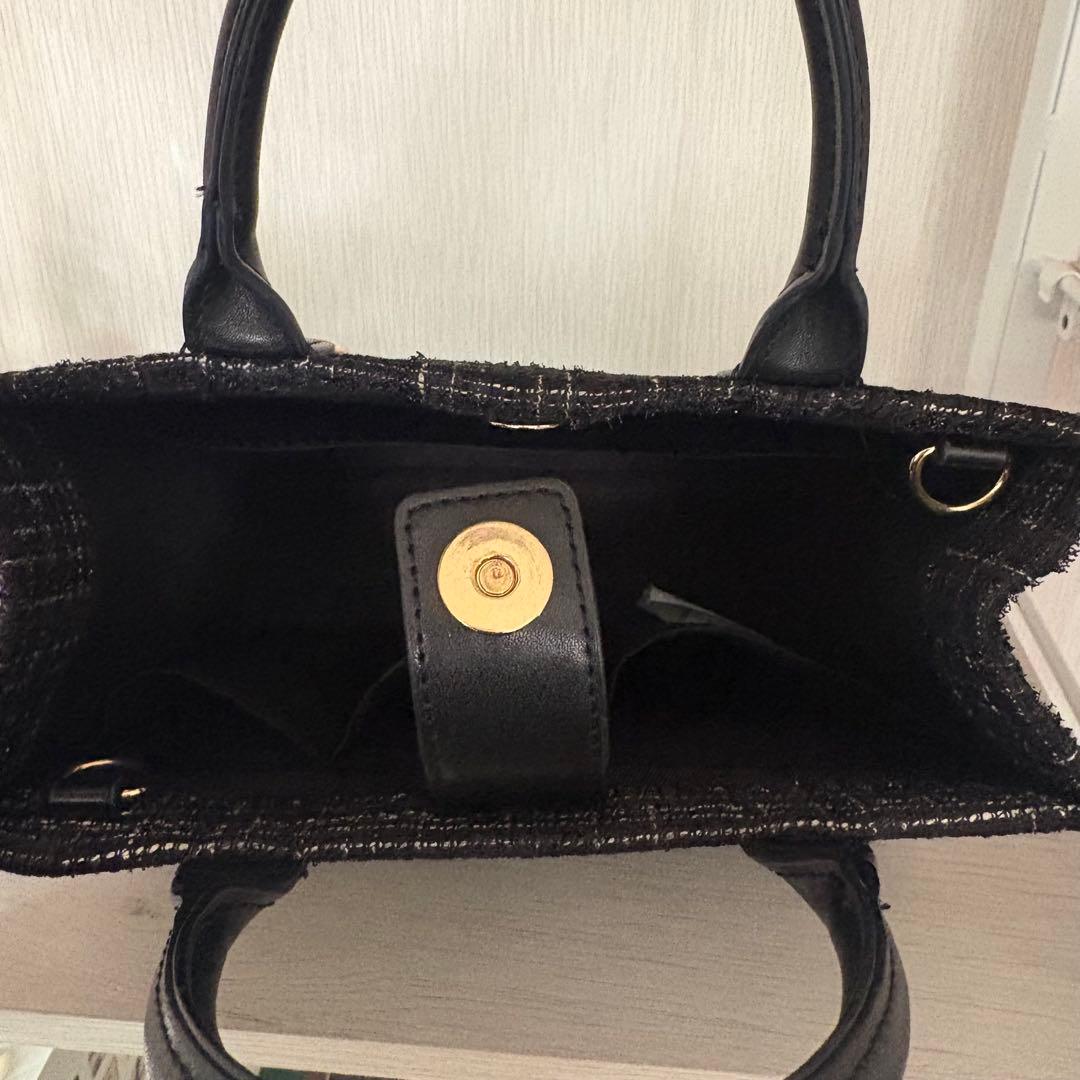 FURFUR ツイードロゴショルダーバッグ ブラック