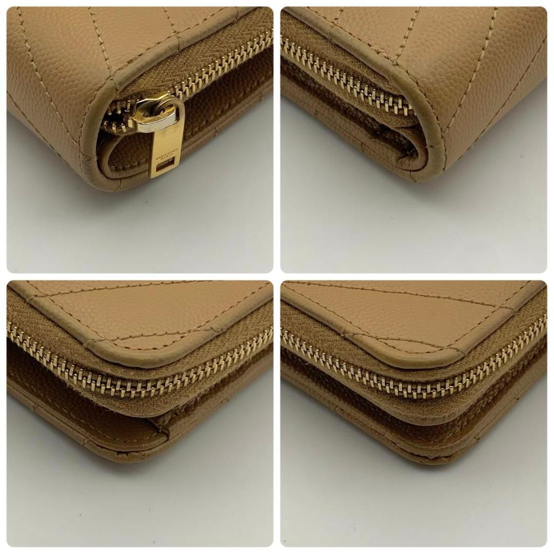 鑑定済み 美品 サンローラン 財布 カサンドラ YSL コンパクト キャメル