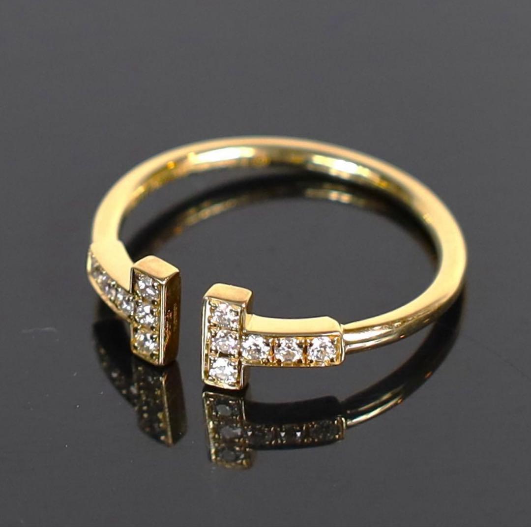 ティファニー　Tワイヤー　ダイヤモンドリングYG 15号ショップカードあり