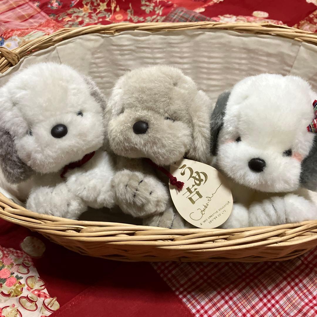 うめ吉　ぬいぐるみ　寝そべり　3体セット　中島潔　ぬいぐるみ犬　子犬