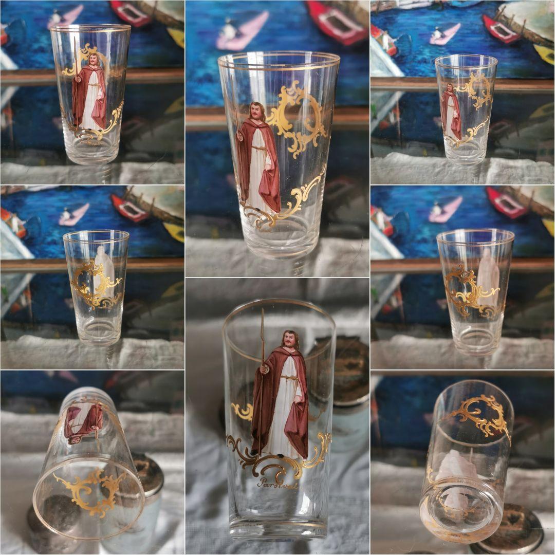 アンティーク19世紀ロブマイヤー 手描エナメル金彩 オペラ歌劇ペアショットグラス