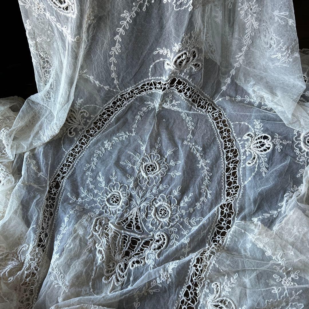 アンティークフランス　レースベットカバーセット