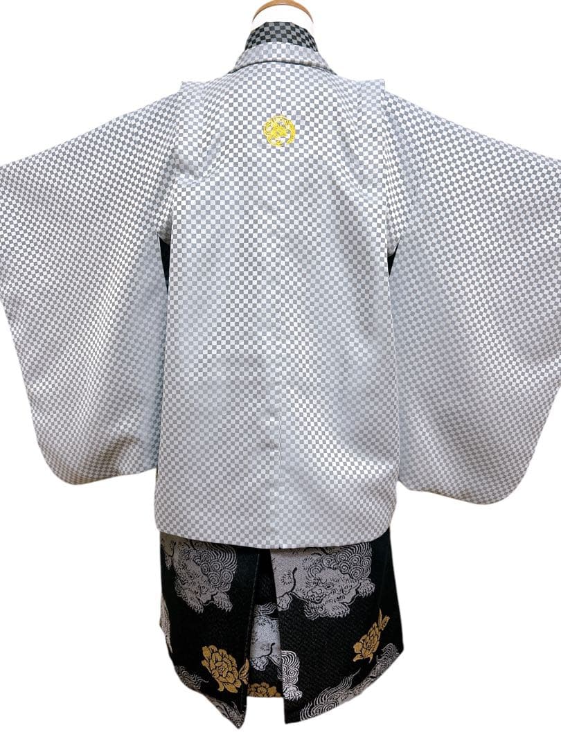 市松模様♡七五三　5歳　男の子　セット　一式　シンプル　黒　グレー